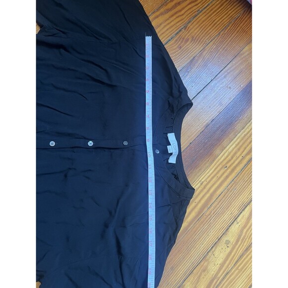 Ann Taylor LOFT Solid Loose Oversized T-Shirt Button Shirt Midi Dress Black - Picture 10 of 13